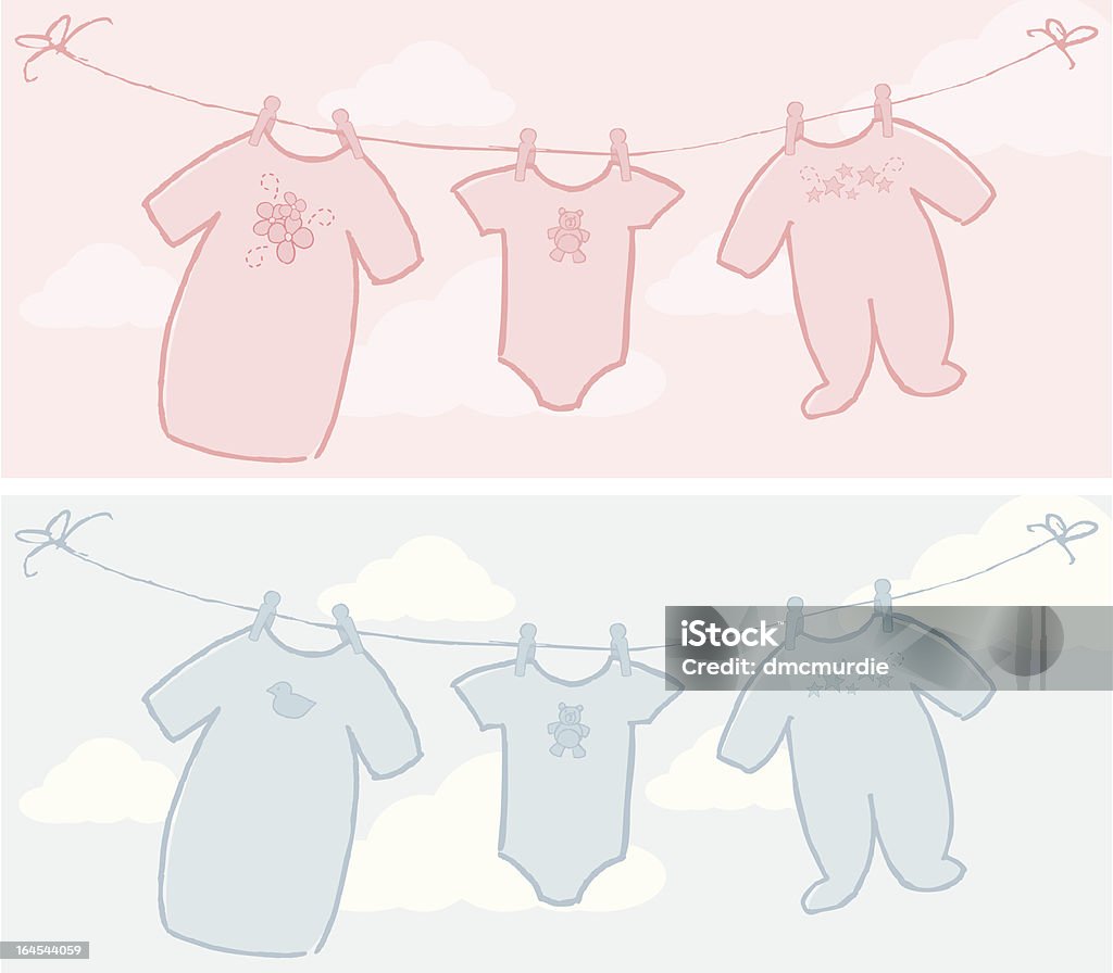 Ligne de vêtements pour bébés - clipart vectoriel de Corde à linge libre de droits