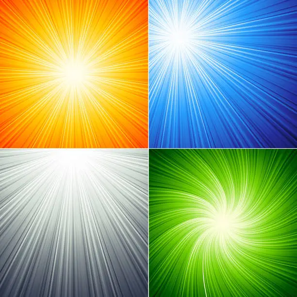 Vector illustration of Set of color rays background