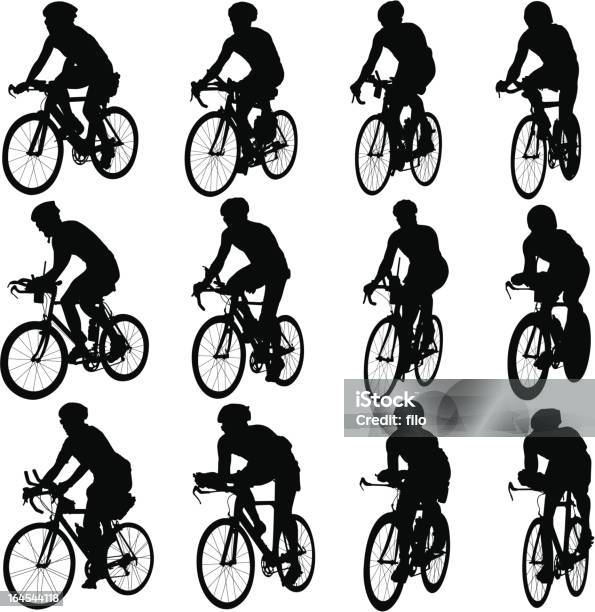 Fahrradfahrer Stock Vektor Art und mehr Bilder von Radfahren - Radfahren, Kontur, Freisteller – Neutraler Hintergrund