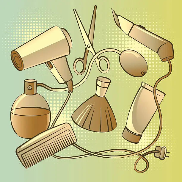 Vector illustration of Hairdressing set