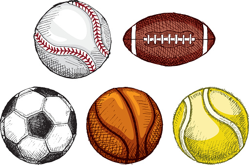 Sport balls in sketch style.