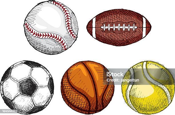 An Illustrated Montage Of Sports Balls Stock Illustration - Download Image Now - Soccer, Drawing - Activity, Soccer Ball