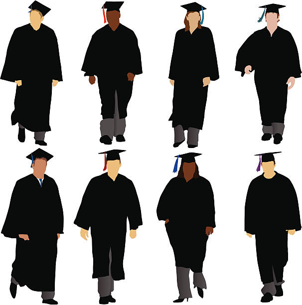 abschlussfeier - silhouette student teenager university stock-grafiken, -clipart, -cartoons und -symbole