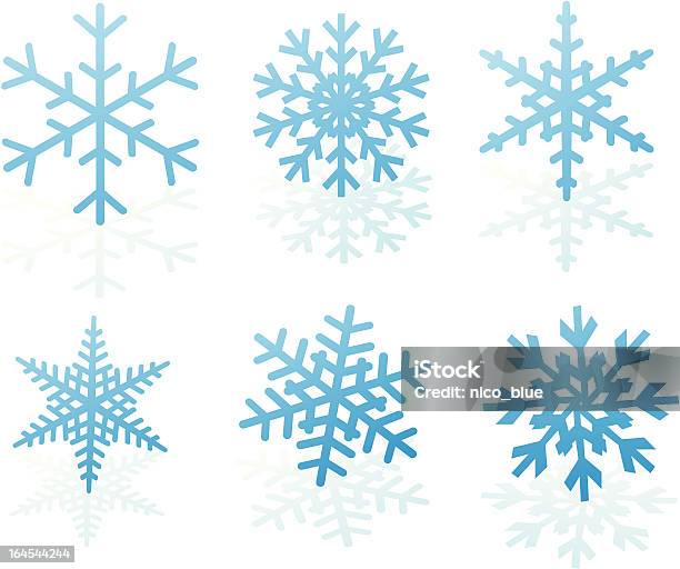 Collezione Fiocchi Di Neve - Immagini vettoriali stock e altre immagini di Acqua ghiacciata - Acqua ghiacciata, Astratto, Clip art