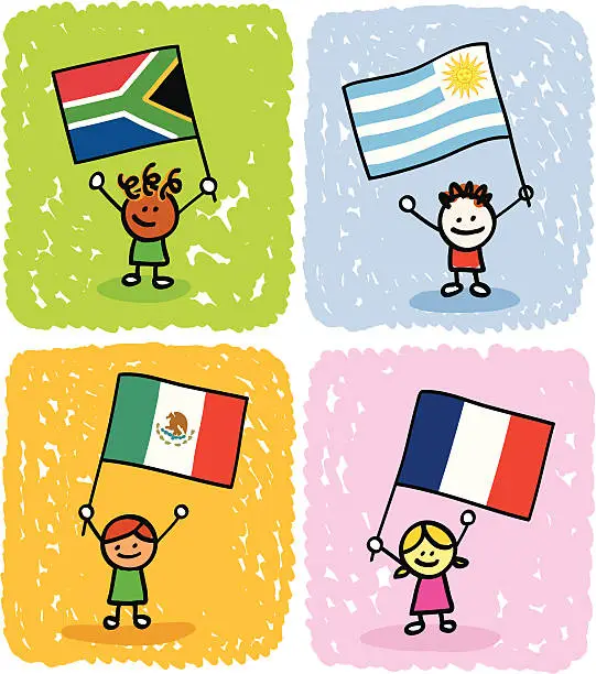 Vector illustration of Group A team fans of South Africa World Cup 2010