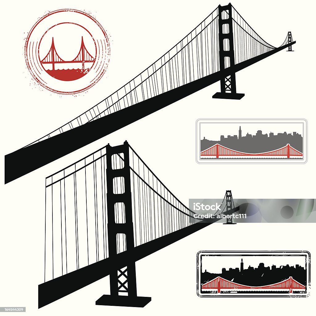 Escena de San Fran Super - arte vectorial de Puente Golden Gate libre de derechos