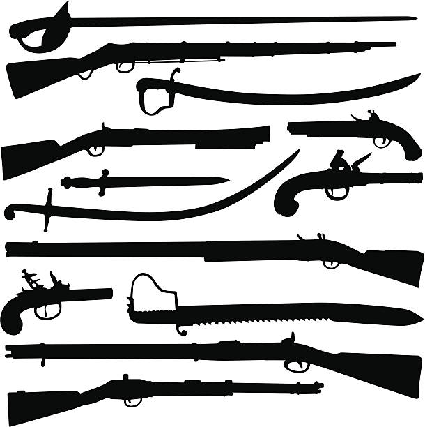 alte waffe silhouetten - rifle stock-grafiken, -clipart, -cartoons und -symbole