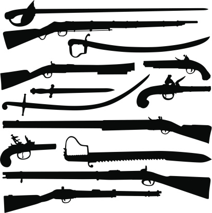 Antique and historical weapon silhouettes.
