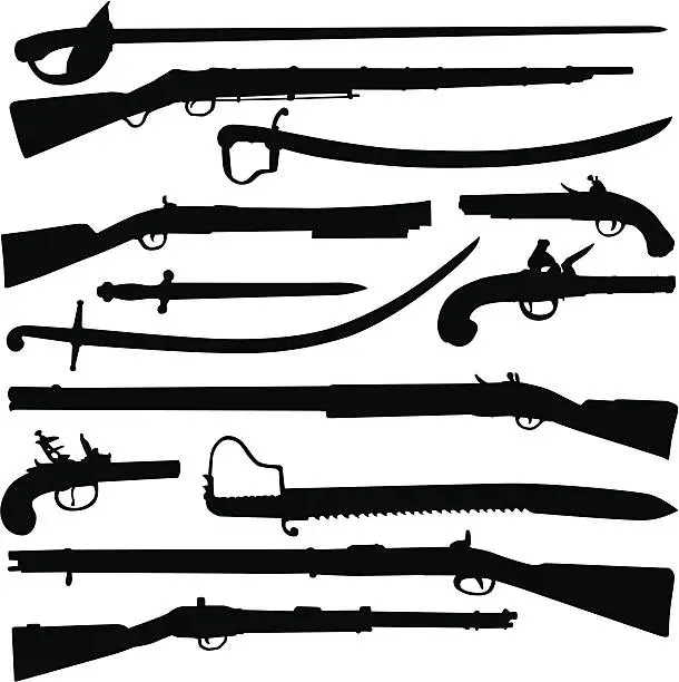 Vector illustration of Antique Weapon Silhouettes