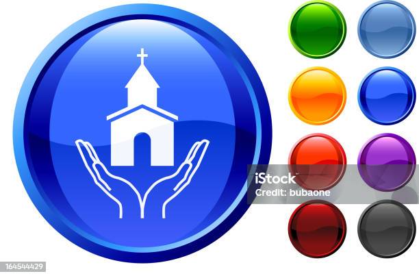 Christian Igreja Ícone - Arte vetorial de stock e mais imagens de Aplaudir - Aplaudir, Azul, Computação Gráfica
