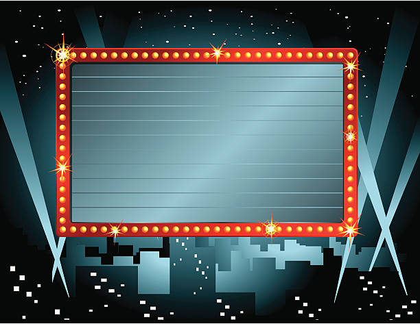 ilustraciones, imágenes clip art, dibujos animados e iconos de stock de cartel de teatro - cinema marquee