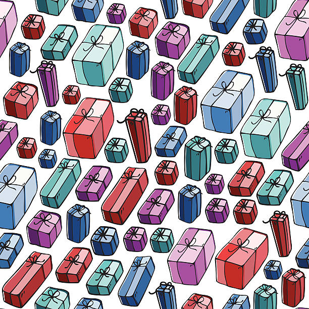 illustrations, cliparts, dessins animés et icônes de cadeaux de noël sans - gift purple turquoise box