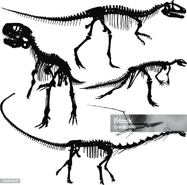 Dinosaur Silhouettes Stock Illustration - Download Image Now - Dinosaur, Animal Skeleton, The Past