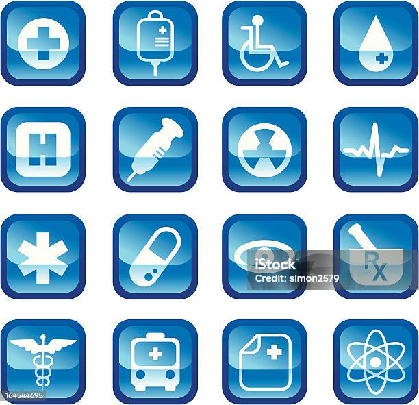 Icone Mediche - Immagini vettoriali stock e altre immagini di A forma di croce - A forma di croce, Ambulanza, Blu