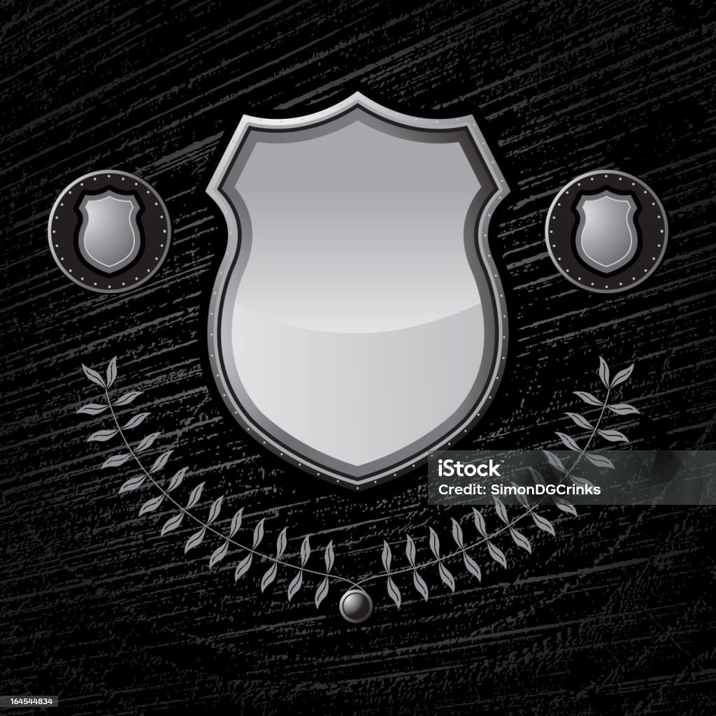 Escudo de Metal sobre fundo de textura de madeira de Camadas - Royalty-free Crachá de Polícia arte vetorial