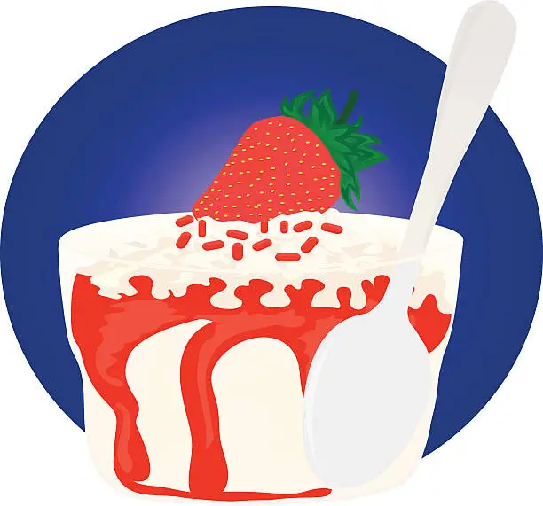 Vector illustration of Strawberry Sundae