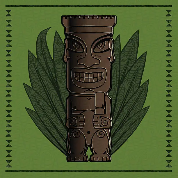 Vector illustration of Cell Phone Tiki Man