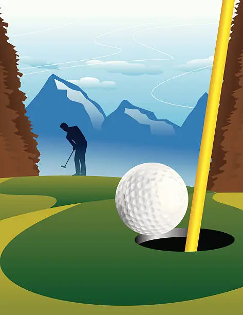 Vector illustration of Putting Golf