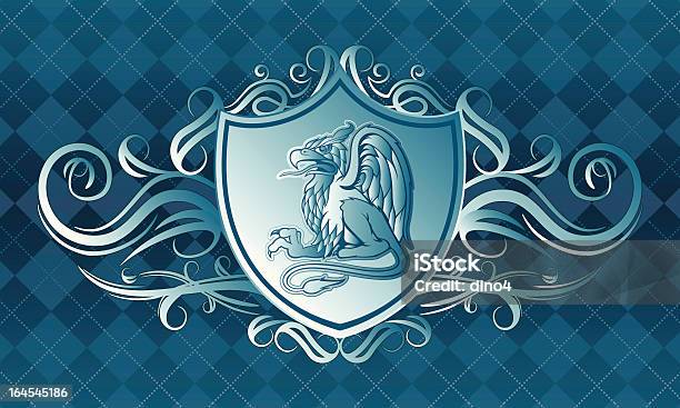 Bleu Gryphon Écusson Vecteurs libres de droits et plus d'images vectorielles de Argyle - Argyle, Armoiries, Badge