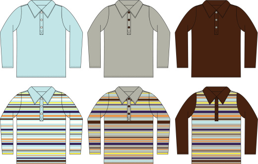 Long Sleeved Polo Shirt in Plain & Striped Options