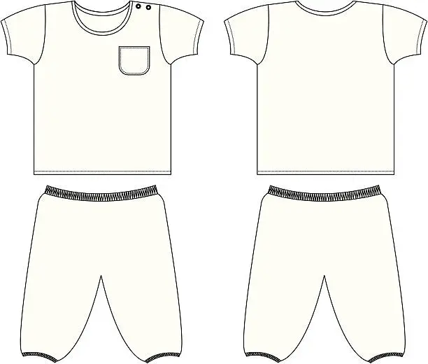 Vector illustration of Plain Boys Pyjama/Nightwear Set Template
