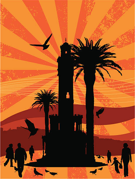 ilustrações, clipart, desenhos animados e ícones de izmir torre do relógio de - izmir