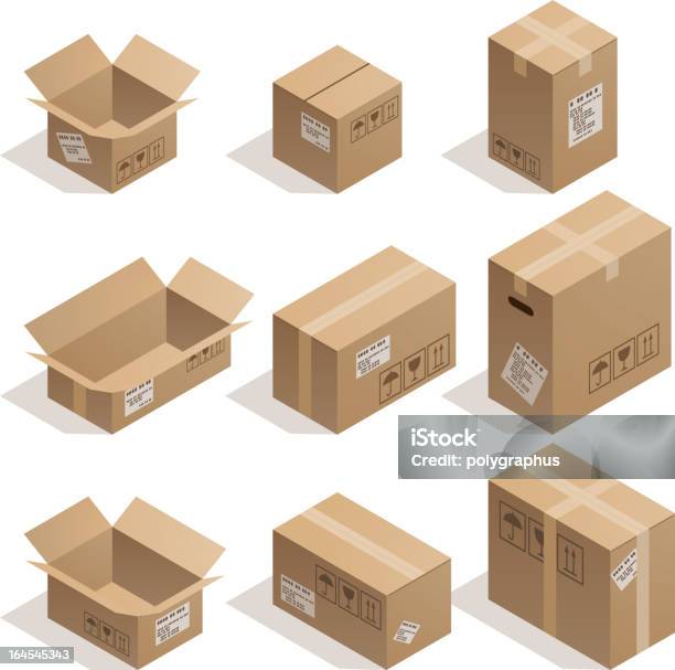 Cardboard Boxes Stock Illustration - Download Image Now - Box - Container, Isometric Projection, Cardboard Box