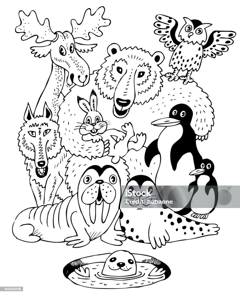 Photo d'enfants Livre de coloriage of arctic animaux - clipart vectoriel de Page de livre de coloriage - Technique d'illustration libre de droits