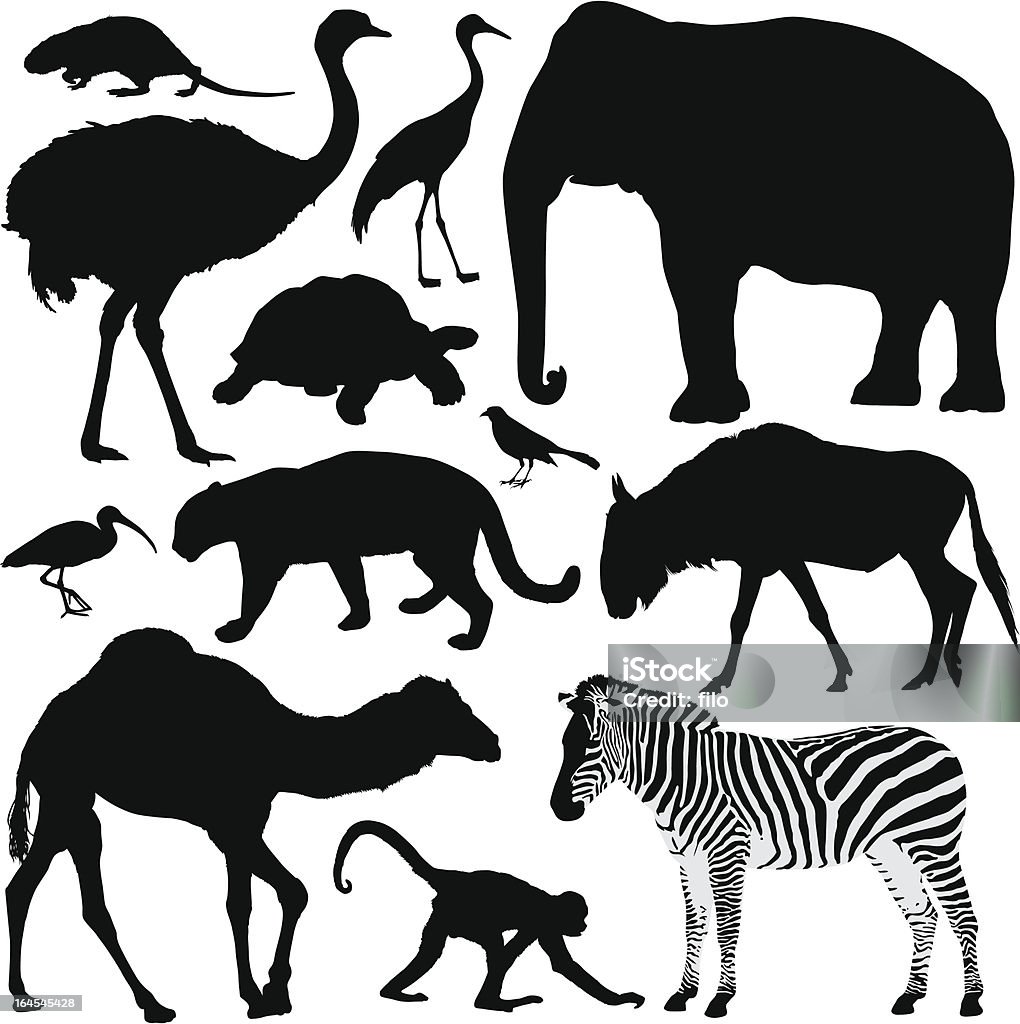 Animal Silhouettes A collection of animal silhouettes. Highly detailed. In Silhouette stock vector