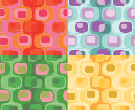 Perfectly seamless retro wallpaper with 4 color combinations