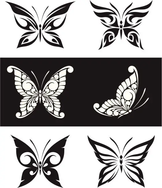 Vector illustration of butterfly set