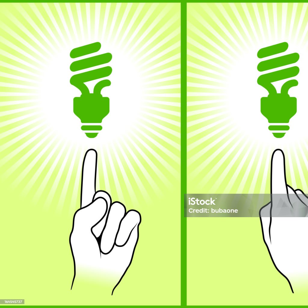 Mãos apontando para a lâmpada Fluorescente - Royalty-free Apontar arte vetorial