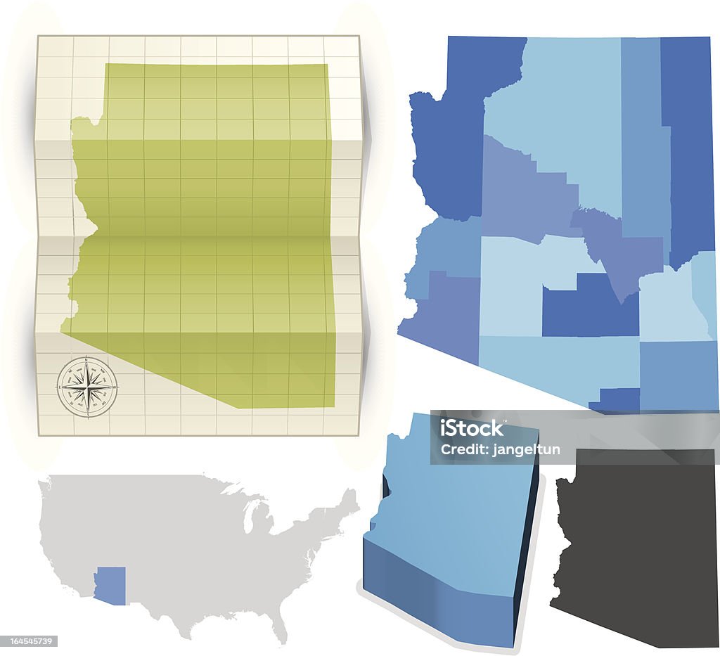 Arizona state-Karte - Lizenzfrei Amerikanische Kontinente und Regionen Vektorgrafik