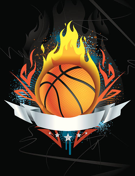 Básquetbol Flaming cresta - ilustración de arte vectorial