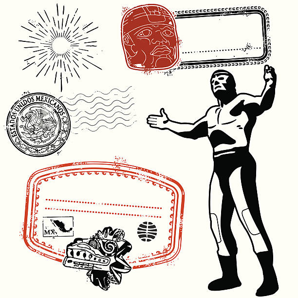 I'm bringin Mexi back! Group of essential Mexican graphics wrestling stock illustrations