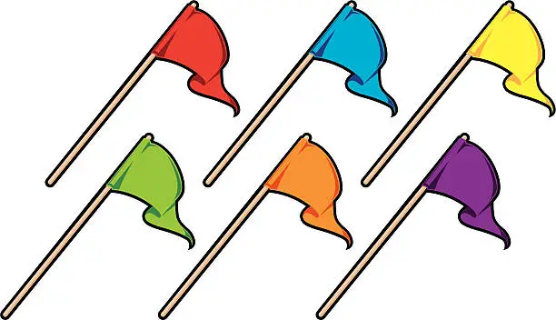 Vector illustration of Six Colored Flags