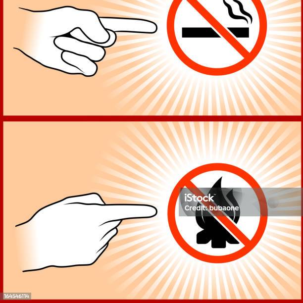 Ilustración de Prohibido Fumar O De Incendios Señal De Gestos De La Mano y más Vectores Libres de Derechos de Apuntar