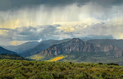 Thunderstorms make their way through Curecanti National Recreation Area near Gunnison, Colorado