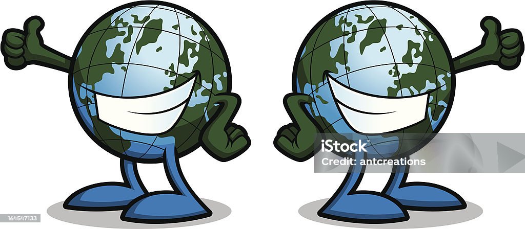 Terra globo mundo os polegares para cima - Vetor de Braço humano royalty-free