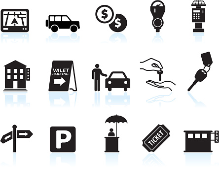 parking options black & white icon set