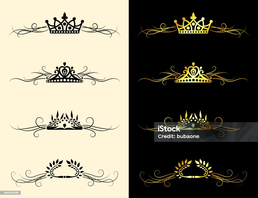 Queen Royal crown gold & black and white banner set Black And White stock vector