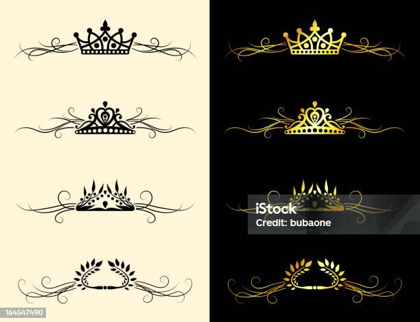 Queen Royal Crown Gold Black And White Banner Set Stock Illustration - Download Image Now