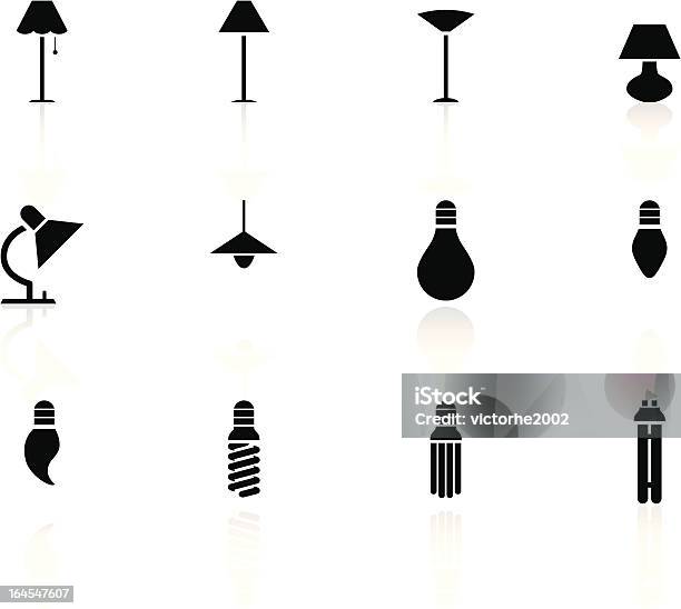 Noir Et Blanc Icôneslumières Vecteurs libres de droits et plus d'images vectorielles de Lampe électrique - Lampe électrique, Icône, Lampe suspendue