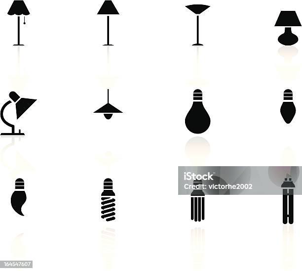N Iconenero Bianco Luci - Immagini vettoriali stock e altre immagini di Lampada elettrica - Lampada elettrica, Icona, Lampada pendente