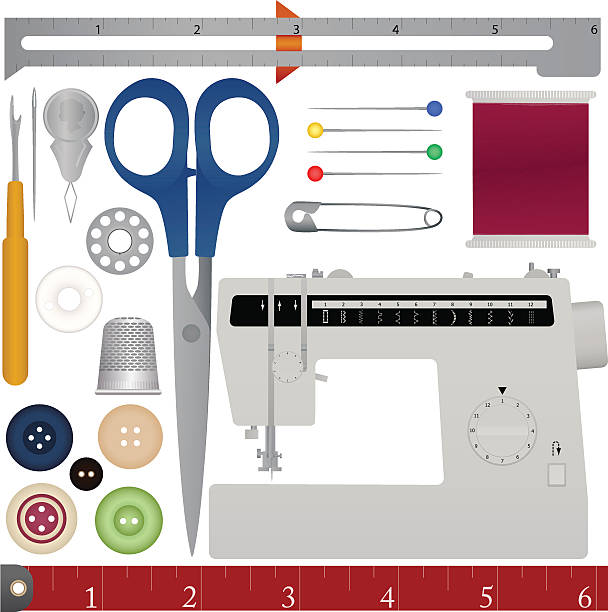 바느질하기 도구 - thread gauge stock illustrations