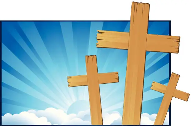 Vector illustration of Three Crosses