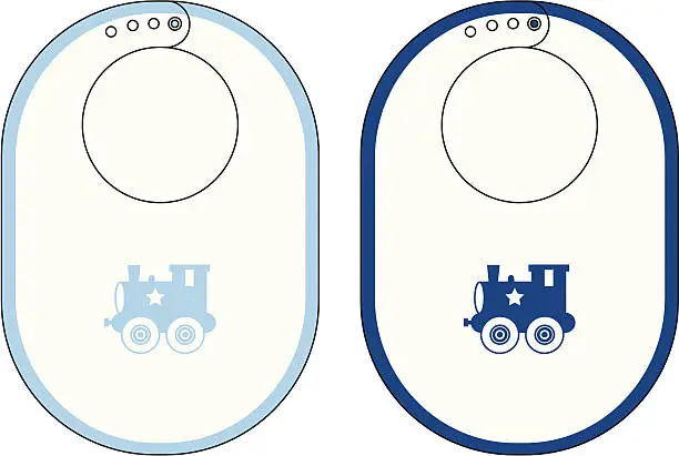 Vector illustration of Boys Baby Bib with Toy Train Icon