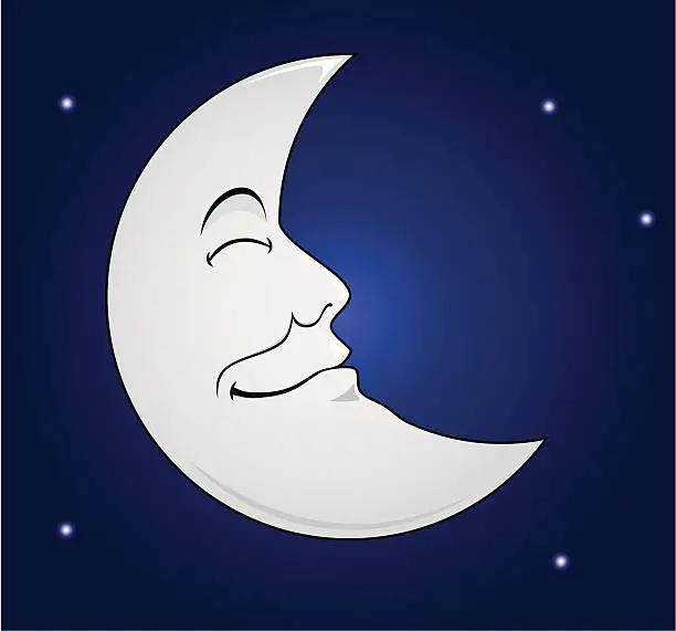Vector illustration of Smiling Sleeping Moon