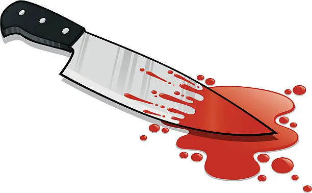 Vector illustration of Kitchen Knife Blood Stained