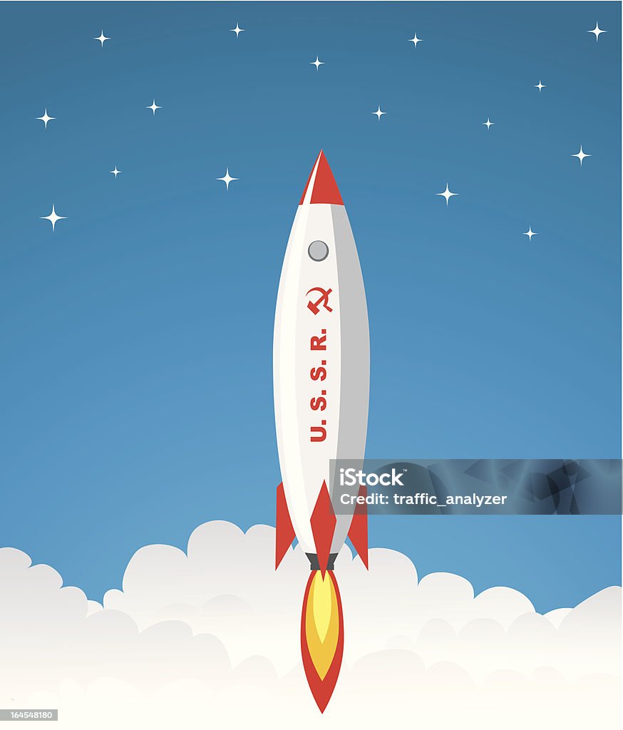 Rocket lanzamiento de la ex unión soviética - arte vectorial de Cohete espacial libre de derechos